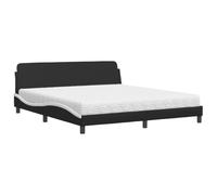 mtlskopl Dover Lit double en cuir synthétique - 180 x 200 cm - Noir et blanc - Avec matelas en mousse de 17 cm - H2/H3 - Forme ondulée - Design moderne - Robuste et durable - Pour chambre à coucher