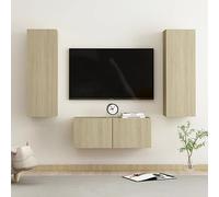 mtlskopl Ensemble de 3 meubles TV muraux - Chêne Sonoma - 80 x 30 x 30 cm - Design moderne - Avec compartiments de rangement - Pour salon, chambre à coucher, bureau
