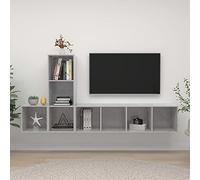 mtlskopl Ensemble de 3 meubles TV suspendus en bois gris béton 37 x 37 cm à 37 x 37 x 142,5 cm - Buffet bas moderne pour salon, chambre à coucher, bureau, loft