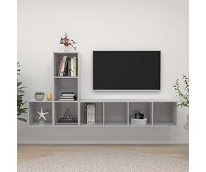 mtlskopl Ensemble de 3 meubles TV suspendus en bois gris béton 37 x 37 cm à 37 x 37 x 142,5 cm - Buffet bas moderne pour salon, chambre à coucher, bureau, loft