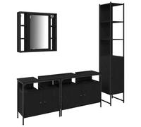 mtlskopl Ensemble de 4 meubles de salle de bain - Aspect chêne noir - 33 x 33 x 185,5 cm - Design moderne avec grand espace de rangement pour les petites salles de bains et les toilettes d'invités