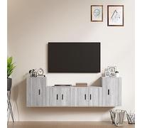 mtlskopl Ensemble de 4 meubles TV gris Sonoma, 57 x 34,5 x 40 et 40 x 34,5 x 60 cm, matériau dérivé du bois, buffet avec espace de rangement, montage mural et pose libre