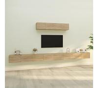 mtlskopl Ensemble de 6 meubles TV en bois de chêne Sonoma 100 x 30 x 30 cm et 80 x 30 x 30 cm - Buffet moderne pour salon, chambre à coucher, bureau, couloir - Avec espace de rangement et montage