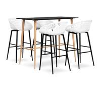 mtlskopl Ensemble de bar 5 pièces avec 4 tabourets de bar noir et blanc 120 | Ensemble de salle à manger moderne pour cuisine, bistro et salle à manger. Table mange-debout peu encombrante avec 4 chaises