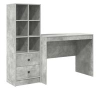 mtlskopl Ensemble de bureau 2 pièces avec étagère en bois gris béton