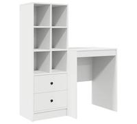 mtlskopl Ensemble de bureau 2 pièces avec étagère et tiroirs Blanc | Combinaison peu encombrante de table de travail et étagère haute pour votre bureau ou votre bureau à domicile.