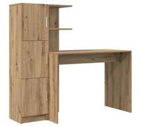 mtlskopl Ensemble de bureau d'angle en chêne artisanal, 133,5 x 50 x 124 cm, avec buffet haut, 3 portes, pour bureau à domicile, salon et chambre d'adolescent