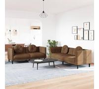 mtlskopl Ensemble de canapé 2 + 3 places en velours marron - 173,5/193,5 x 77 x 70 cm - Petit canapé avec coussin rond - Design moderne pour salon, bureau, couloir