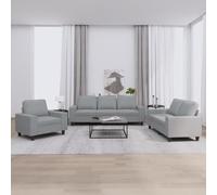 mtlskopl Ensemble de canapé d'angle 3 pièces en polyester résistant avec fauteuil, 2 places et 3 places, pour salon, bureau, couloir - Gris clair - 214 cm de large