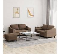 mtlskopl Ensemble de canapé marron 2 x 2 places et repose-pieds 138 x 77 x 80 cm Structure en métal contreplaqué Coussin à roulettes Mini canapé confortable Peu encombrant Pour salon, chambre à