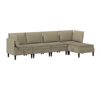 mtlskopl Ensemble de Canapé Modulable 5 Pièces, Salon Complet en Tissu Kaki avec Canapés d'angle, Fauteuils Centraux et Pouf, Canapé 5 Places Moderne pour Salon et Séjour
