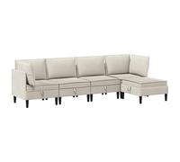 mtlskopl Ensemble de Canapé Modulable 5 Places, Meuble de Salon Moderne en Tissu Polyester avec Pouf Repose-Pied, Canapés d'angle et Centraux pour Séjour, Avoine