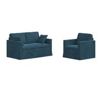 mtlskopl Ensemble de canapé modulaire 2 pièces en velours bleu - Canapé confortable avec cadre en métal solide pour la maison - 138 x 78 x 80 cm et 78 x 78 x 80 cm