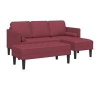 mtlskopl Ensemble de canapé modulaire 3 places en forme de L avec tabouret, paysage de vie en polyester, cadre en bois stable, canapé de salon moderne pour un espace de vie flexible, rouge vin