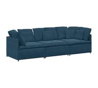 mtlskopl Ensemble de canapé modulaire 3 places en velours bleu avec structure en métal, avec 13 coussins inclus, salon avec éléments centraux et d'angle pour le salon, 300 x 100 x 64 cm