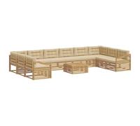 mtlskopl Ensemble de canapé modulaire en bois d'acacia massif pour jardin et terrasse, salon en bois résistant aux intempéries avec design à lattes, charge jusqu'à 110 kg par siège