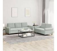 mtlskopl Ensemble de canapés 2 + 3 places en velours gris clair 152/212 cm de large, moderne, pour salon, bureau, couloir