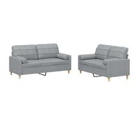 mtlskopl Ensemble de Canapés 2 Pièces en Tissu Gris Clair, Canapé 2 Places 138cm et 158cm avec Coussins Décoratifs Cylindriques, Mobilier Design pour Salon et Bureau