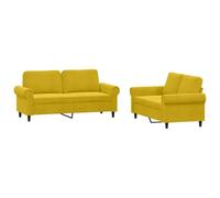 mtlskopl Ensemble de Canapés 2 Pièces en Velours Jaune avec 4 Coussins, Canapé 2 Places 152 cm et Canapé 2 Places 172 cm pour Salon, Bureau et Espace de Détente Moderne