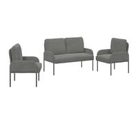 mtlskopl Ensemble de Canapés 3 Pièces Salon Gris Foncé, Petit Canapé 2 Places en Tissu Polyester avec Pieds en Métal, Divan Design Moderne pour Bureau et Entrée, 115 x 56 x 80 cm