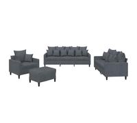 mtlskopl Ensemble de Canapés 4 Pièces en Velours Gris Foncé, Salon Complet Moderne avec Canapé 3 Places, Canapé 2 Places, Fauteuil, Pouf Repose-Pied et Coussins pour Séjour