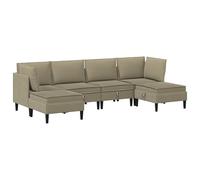 mtlskopl Ensemble de Canapés de Salon 6 Places Modulable en Tissu Kaki avec 2 Canapés d'angle, 2 Canapés Centraux et 2 Poufs, Canapé Modulaire Moderne pour Salon et Séjour