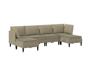 mtlskopl Ensemble de Canapés de Salon 6 Places Modulable en Tissu Kaki avec 2 Canapés d'angle, 2 Canapés Centraux et 2 Poufs, Canapé Modulaire Moderne pour Salon et Séjour
