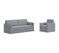 mtlskopl Ensemble de Canapés Modulables 2 Pièces, Sofa Sectionnel en Tissu Gris Clair pour Salon et Bureau, Meuble Design avec Cadre Métallique Stable, 198x78x80 cm et 78x78x80 cm