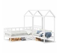mtlskopl Ensemble de lits de jour, blancs, 80 x 200 cm, en pin massif, avec toit, canapé-lit, design moderne, espace de rangement sous lit, pour chambre d'enfant, salon