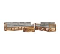 mtlskopl Ensemble de meubles de jardin 8 pièces avec coussins, canapé d'extérieur moderne en bois d'acacia, meubles de terrasse modulaires avec table et coussin d'assise pour jardin et arrière-cour