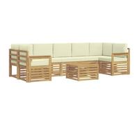 mtlskopl Ensemble de meubles de jardin 8 pièces avec coussins en bois d'acacia - Modulaire - Alternative au rotin synthétique - Résistant aux intempéries - Laqué blanc crème
