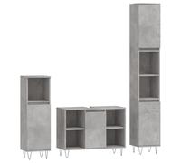 mtlskopl Ensemble de meubles de salle de bain 3 pièces en bois gris béton avec pieds en fer 80 x 33 x 60 cm et deux armoires de salle de bain design moderne pour petites salles de bain