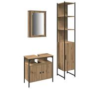 mtlskopl Ensemble de meubles de salle de bain 3 pièces en chêne artisanal, design moderne avec beaucoup d'espace de rangement, 33 x 33 x 185,5 cm, robuste et durable, pour les petites et grandes