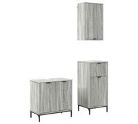 mtlskopl Ensemble de meubles de salle de bain 3 pièces gris Sonoma 39,5 x 36 x 88 cm Design moderne avec armoire de lavabo, armoire haute et basse, grand espace de rangement pour petites et grandes