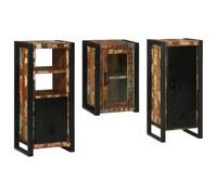 mtlskopl Ensemble de meubles de salle de bain, 3 pièces, multicolore, bois recyclé massif, 40 x 35 x 90 cm, étagère moderne avec cadre en métal, pour petites salles de bains et toilettes d'invités