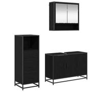 mtlskopl Ensemble de meubles de salle de bain aspect bois vieilli 3 pièces avec armoire à miroir, meuble sous lavabo et armoire de salle de bain, combinaison d'armoire en bois
