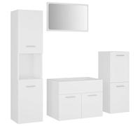 mtlskopl Ensemble de meubles de salle de bain, blanc, en bois dérivé, 60 cm, avec miroir, meuble midi pour petites salles de bains, WC, miracle d'espace moderne
