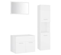 mtlskopl Ensemble de meubles de salle de bain en bois blanc - 60 x 38,5 x 46 cm - Meuble sous vasque - Armoire haute - Miroir - Moderne - Peu encombrant - Pour petites salles de bain