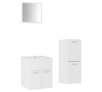 mtlskopl Ensemble de meubles de salle de bain en bois blanc avec lavabo 42 x 39 cm, armoire midi 30 x 30 x 80 cm, miroir 40 x 37 cm, design moderne et espace de rangement pour petites salles de bains