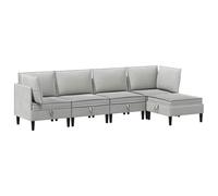 mtlskopl Ensemble de Meubles de Salon 5 Pièces, Canapé Modulable d'angle et Canapés Centraux avec Pouf en Tissu Gris Clair, Canapés avec Coussins Épais pour Séjour Moderne