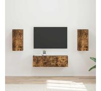 mtlskopl Ensemble de meubles TV bas en chêne fumé 60 cm - Buffet moderne avec LED et espace de rangement - Compatible avec TV jusqu'à 65 pouces - Pour salon, couloir, chambre à coucher