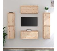 mtlskopl Ensemble de meubles TV en pin massif - 30 x 30 x 60 cm et 80 x 30 x 35 cm - Meuble bas moderne avec 6 éléments - Pour salon, chambre à coucher, couloir