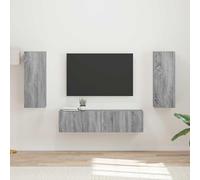 mtlskopl Ensemble de meubles TV muraux, gris, 30 x 31 x 80 cm et 60 x 31 x 29,5 cm, en matériau dérivé du bois, buffet moderne, avec 2 portes, peu encombrant, pour salon et chambre à coucher
