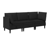 mtlskopl Ensemble de salon 3 pièces en tissu noir, canapé modulaire avec canapé d'angle et canapé central, canapé moderne 3 places avec cadre en contreplaqué, meubles rembourrés confortables pour le