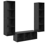 mtlskopl Ensemble Meuble TV Mural 3 Pièces, Colonne de Rangement Suspendue en Bois d'Ingénierie pour Salon et Séjour, Armoire Moderne avec Étagères, Chêne Noir
