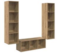 mtlskopl Ensemble Meuble TV Mural 3 Pièces en Bois d'Ingénierie, Armoire de Salon Suspendue avec 11 Étagères de Rangement, Design Moderne pour Déco et Médias, Chêne Artisanal