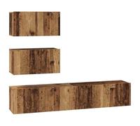 mtlskopl Ensemble Meuble TV Mural 4 Pièces, Meuble Suspendu en Bois d'Ingénierie, Rangement Moderne avec Portes à Charnières pour Salon et Studio, Coloris Bois Ancien