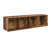 mtlskopl Ensemble Meuble TV Suspendu 2 Pcs, Meuble de Salon Mural en Bois Massif Récupéré, Cabinet avec 4 Portes et 5 Étagères, Rangement Gain de Place, Bois Ancien, 37 x 35 x 72 cm