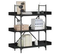 mtlskopl Étagère à 3 niveaux, noire, 100 x 33 x 108,5 cm, avec cadre en métal, pieds réglables et lame en X, moderne, pour salon, chambre, bureau