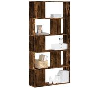 mtlskopl Étagère à 5 niveaux en bois composite de chêne fumé 80,5 x 23,5 x 162,5 cm - Économie d'espace - Robuste - Moderne - Pour salon, bureau, couloir, chambre à coucher